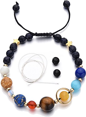 MENGLINA Women Stone Bead Charm Bracelet Universe Galaxy the Eight Planets Nine Planets in the Solar System Guardian Star Bracelets