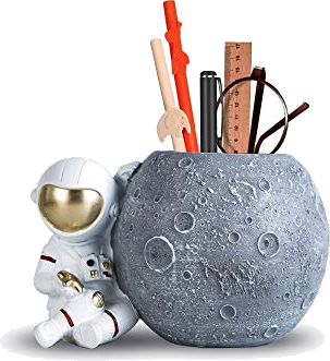 Kimdio Pen Holder, Astronaut Stand for Desk Pencil Holder, Resin Desk Organizer Decorative Accessories Ideal Gift for Office, Classroom, Home