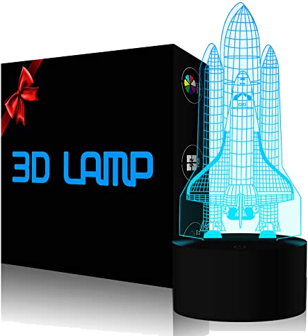 YKLWORLD Rocket Night Light 3D Illusion Lamp LED Space Shuttle Nightlight 7 Color Changing Touch Sensor Desk Table Lamp with USB Cable Decoration for Nursery Bedroom Kids Boys Birthday Gifts