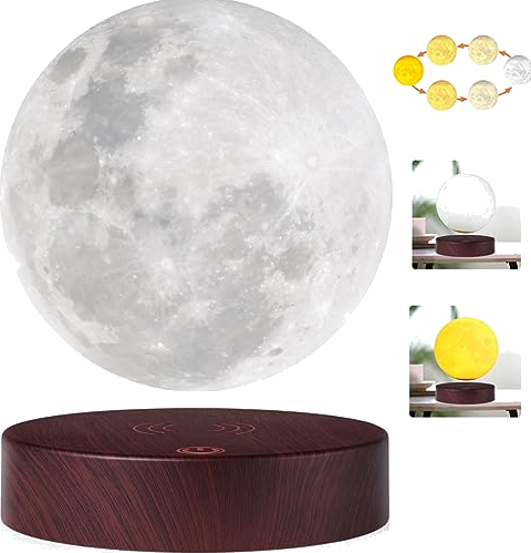 VGAzer Magnetic Levitating Moon Lamp Night Light Floating and Spinning in Air Freely with LED Lights for Home,Office Decor,Unique Holiday Gifts,Night Light