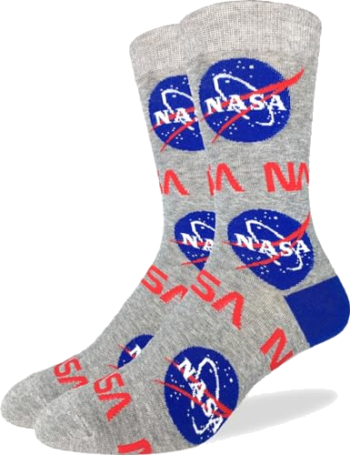 Good Luck Sock Men's NASA Socks, Gray, Adult, Shoe Size 7-12