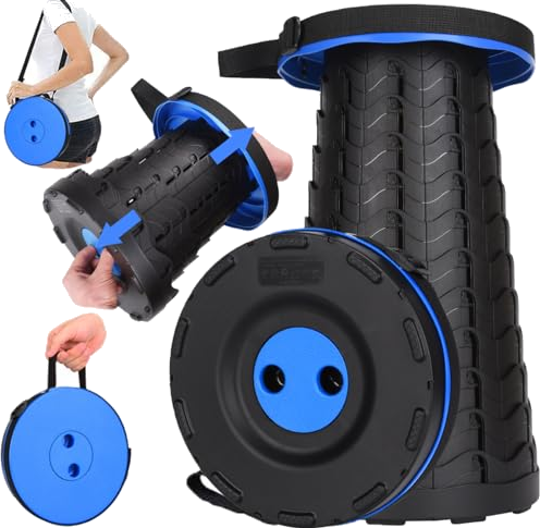 Fishboy Upgraded Collapsible Stool, 400lbs Max Weight, Lightweight But Sturdy, Portable Retractable Folding Telescoping Foldable Camping Stool for Adults Outdoor Fishing Hiking Travel BBQ