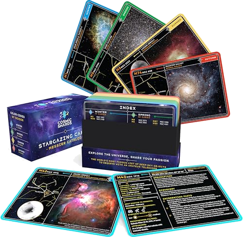 Stargazing Cards - Messier Catalog | Night Sky Exploration Kit for Telescopes & Binoculars | Flashcards with Star Charts, Astrophotography & Facts | Perfect Astronomy & Space Gift for Kids...