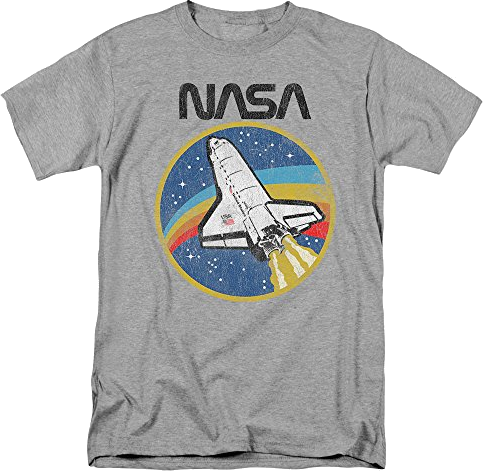Popfunk NASA Retro Vintage Space Shuttle T Shirt & Stickers (Large) Athletic Heather