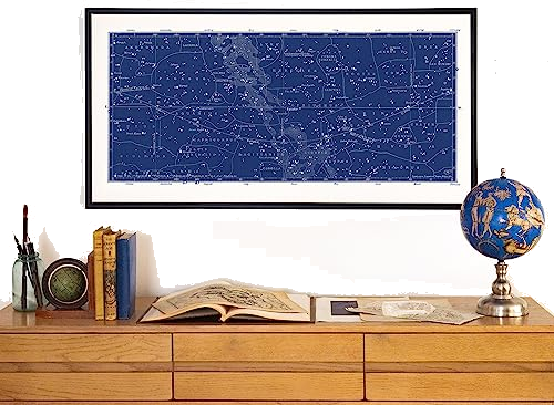 Large Blue Wall Art Constellation Map for Home Office, Bedroom, Modern Home Decor Celestial Astronomy Star Map Nautical Astrology - Blue, Black, Gray, Navy - Small to Large Sizes - Unframed