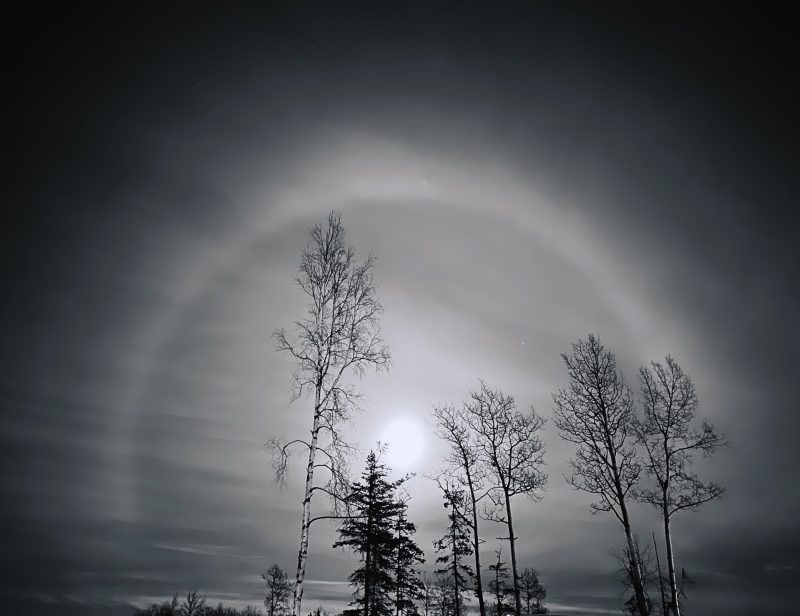Lunar Halo Over Alaska - Rich Ruffini
