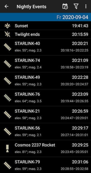 satellites tonight from my location