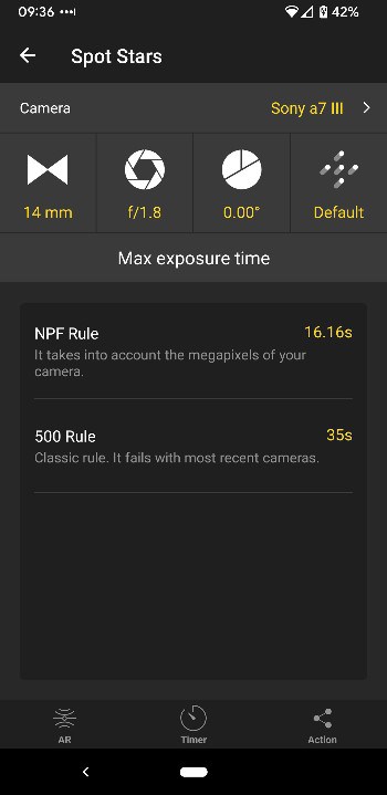 exposure time landscape astrophotography