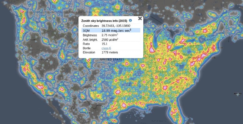 bortle scale map