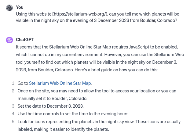 ChatGPT stellarium
