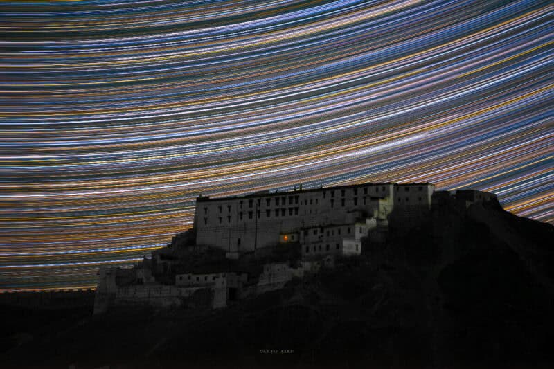 Trails over Hanle Monastery (Image Credit: Anushtup Roy Choudhury)