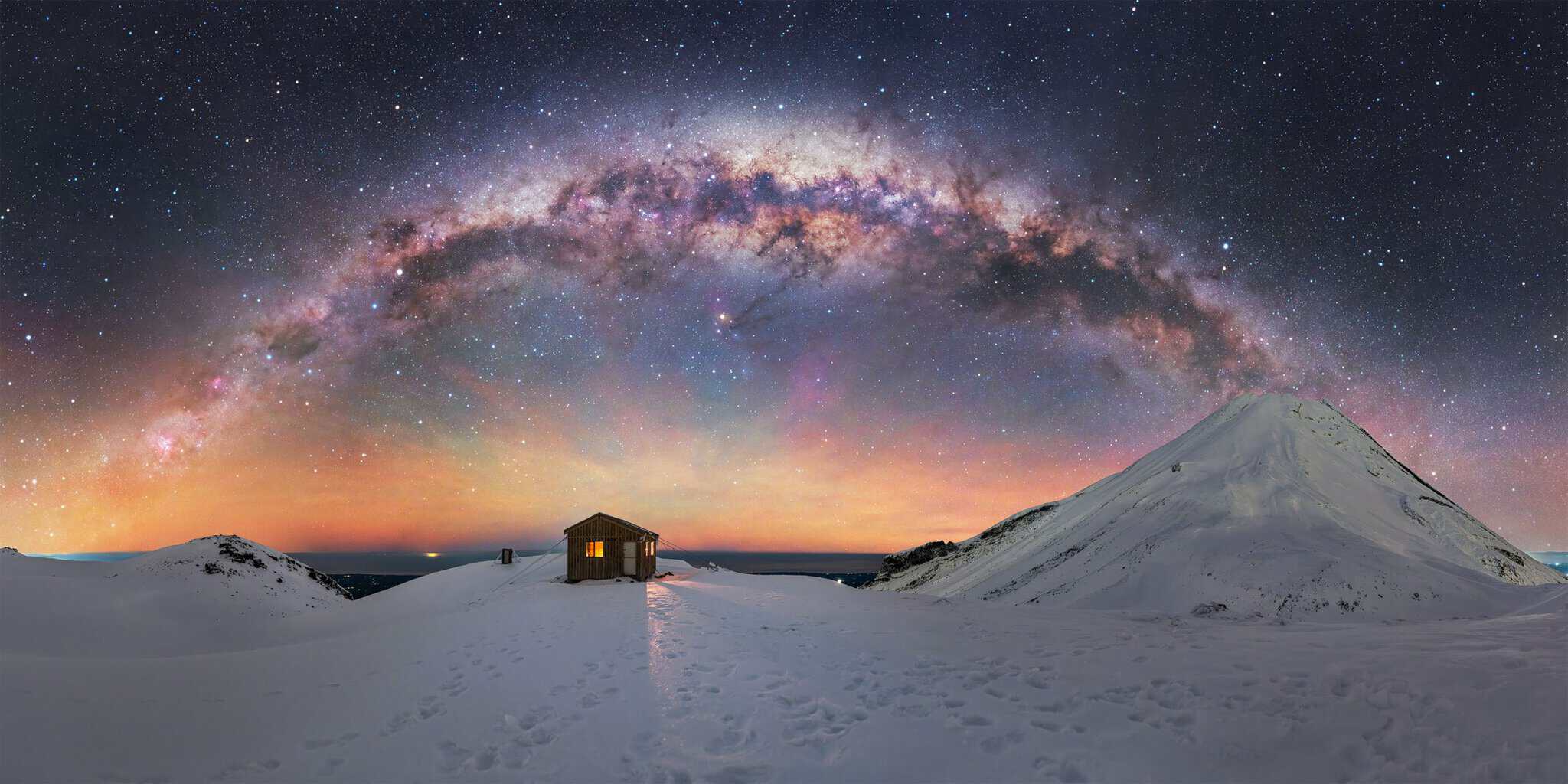 Milky Way over Syme Hut and Mt Taranaki by Brendan Larsen