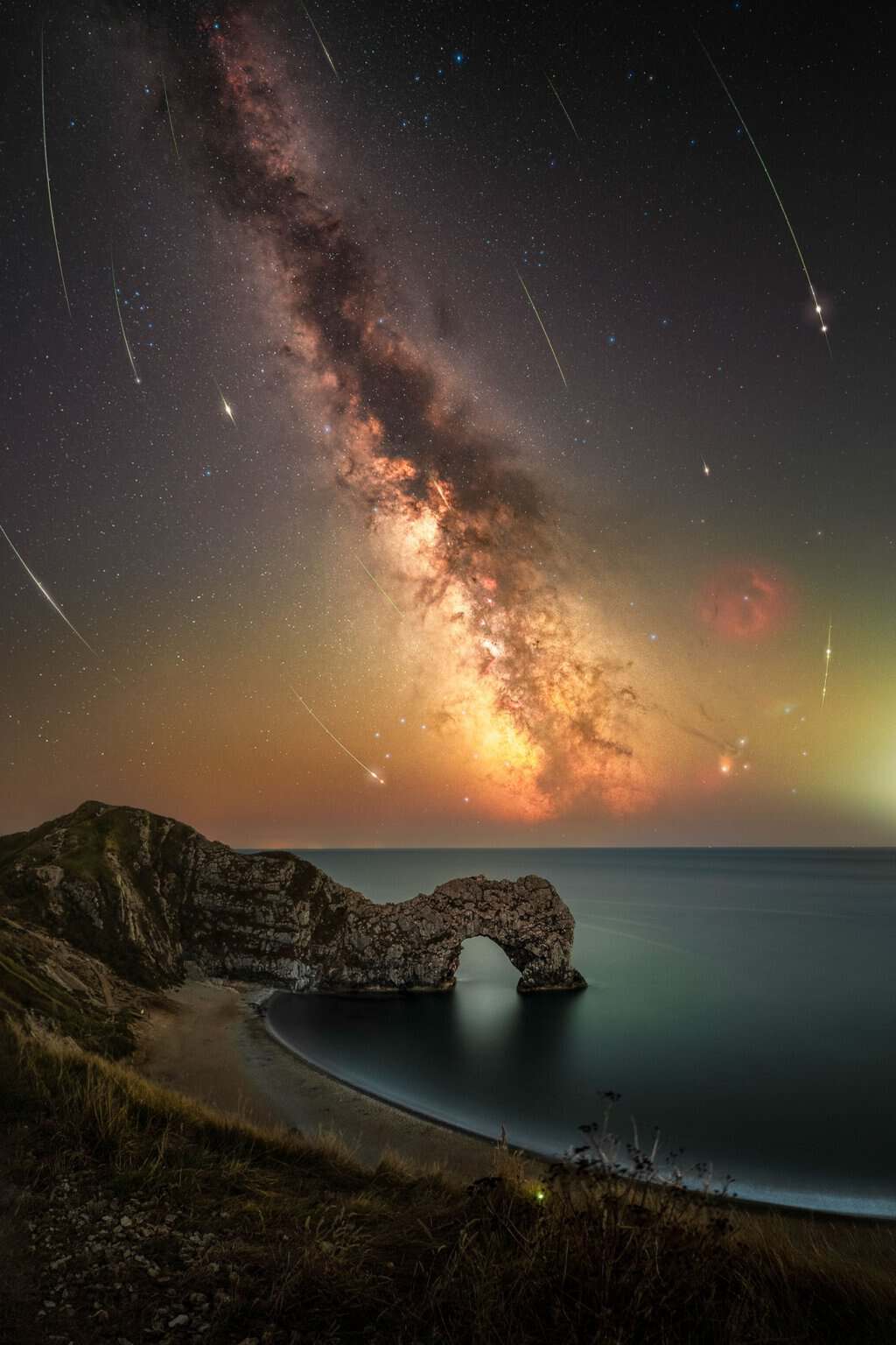Perseid meteors over Durdle Door by Josh Dury